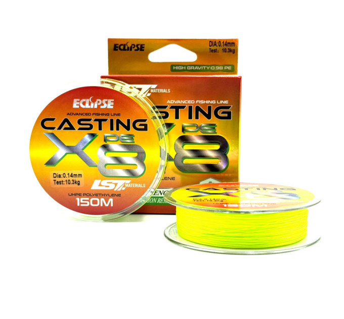 Шнур ECLIPSE X8 Casting PE Light Green 150m 0.12mm 9,1kg