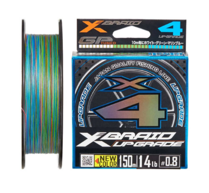Шнур YGK X-Braid Upgrade X4 (3 colored) 150m #0.6/0.128mm 12lb/5.4kg