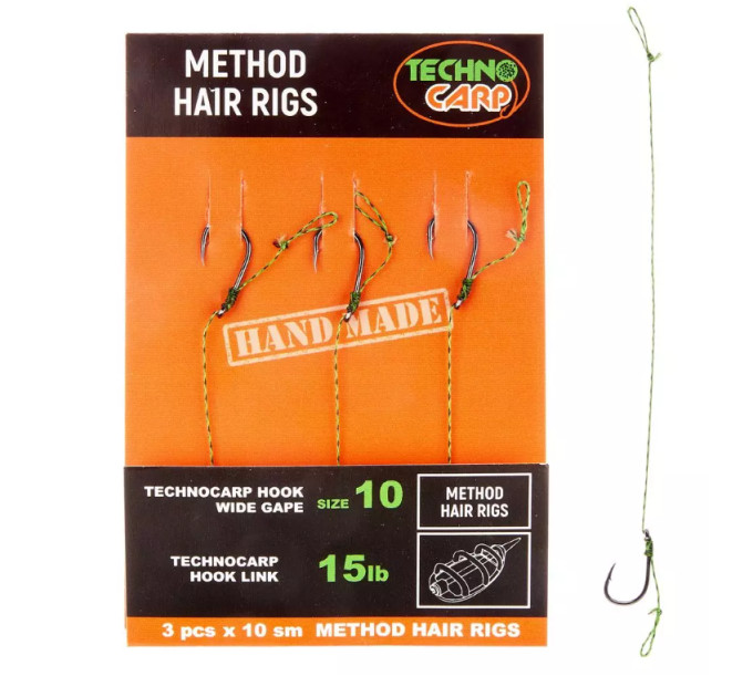 Готовый поводок Techno Carp Method 15lb Wide Gape Hook №8