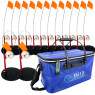 Набір 15шт жерлиць зимових №1 неоснащених, котушка зі стопором + Сумка EVA 50см синя