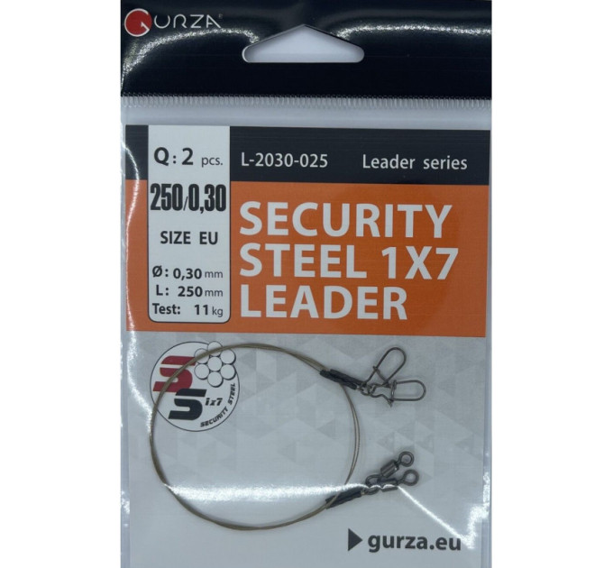Повідець GURZA Security Steel Leader 1x7 0.30mm 25 см (2шт)