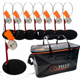 Жерлица 10шт зимняя №1 оснащенная, катушка со стопором + Сумка EVA 50см черная