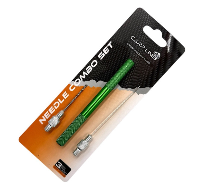 Набор карповый Carp Line: игла, сверло + МЕТАЛЛИЧЕСКАЯ РУЧКА Needle Combo Set 'HW-062' GREEN