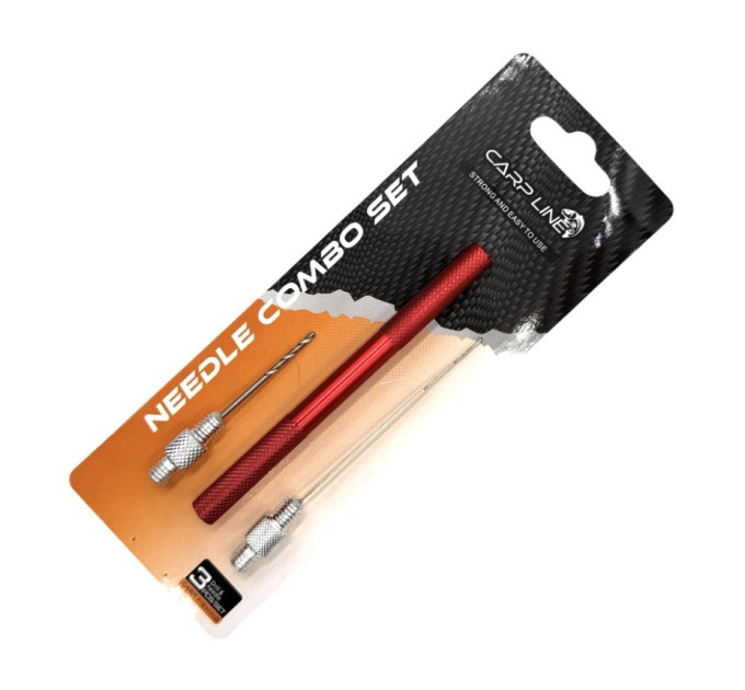 Набор карповый Carp Line: игла, сверло + МЕТАЛЛИЧЕСКАЯ РУЧКА Needle Combo Set 'HW-062' RED