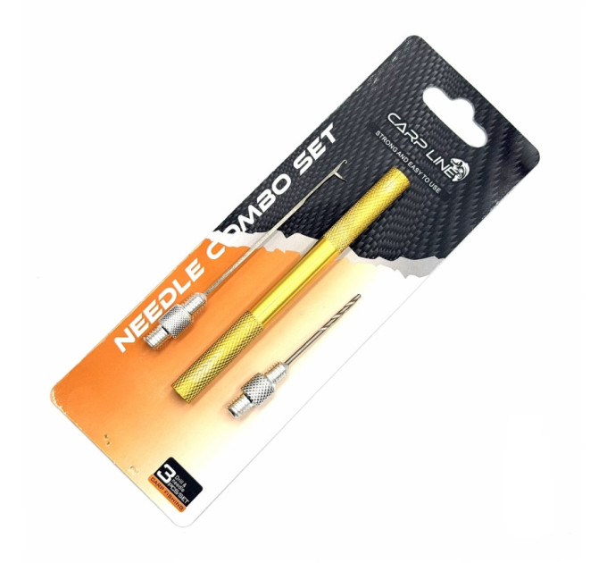 Набор карповый Carp Line: игла, сверло + МЕТАЛЛИЧЕСКАЯ РУЧКА Needle Combo Set 'HW-062' YELLOW