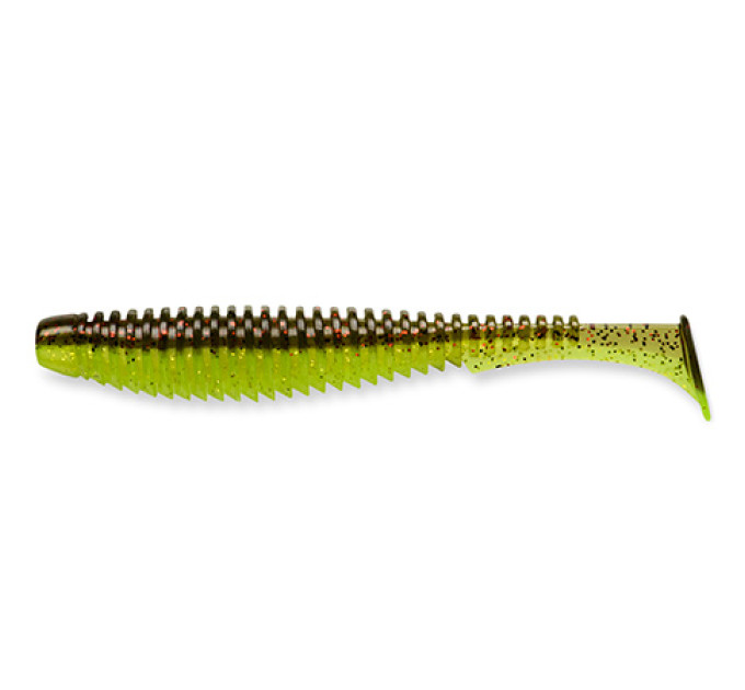 Силікон FishUp U-Shad 4" (8pcs.), #203 - Green Pumpkin/Flo Chartreuse (UV)