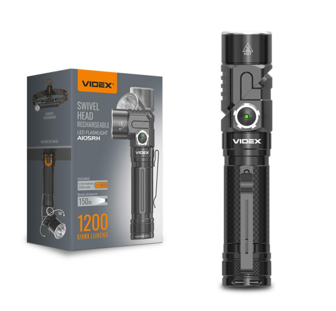 Cвітлодіодний портативний ліхтарик VIDEX A105RH 1200Lm 5000K