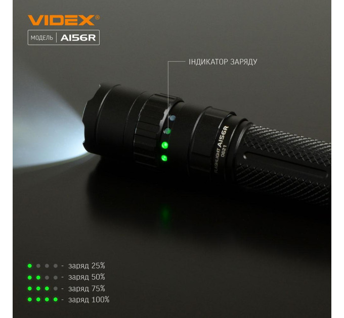 Cветодиодный портативний фонарик VIDEX A156R 1700Lm 6500K
