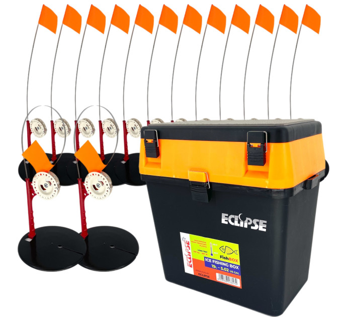 Набір зимових жерлиць 15 шт + Ящик зимовий Eclipse Orange