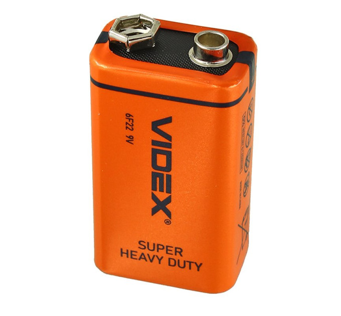 Батарейки VIDEX 6F22/9V, солевая Cb-Zn