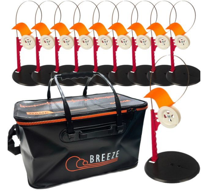 Набор жерлиц Профмонтаж, катушка со стопором 15шт + Сумка EVA 45см чорная