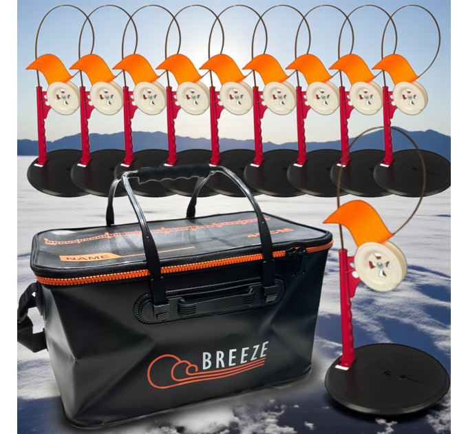 Набор жерлиц Профмонтаж, катушка со стопором 15шт + Сумка EVA 45см чорная