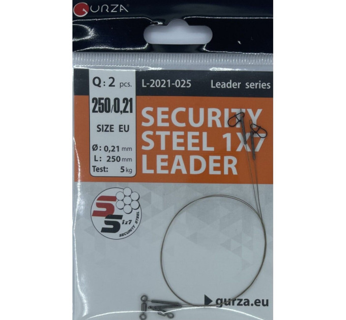 Поводок GURZA Security Steel Leader 1x7 0.21mm 20 см (2шт)