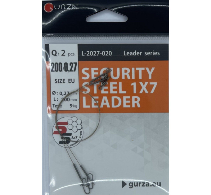 Поводок GURZA Security Steel Leader 1x7 0.27mm 20 см (2шт)
