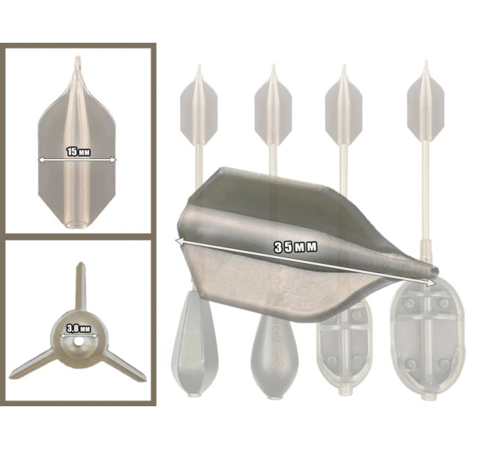 Проф Монтаж Хвостовик стабилизатор для кормушек и грузов "DARTS" (5 шт)