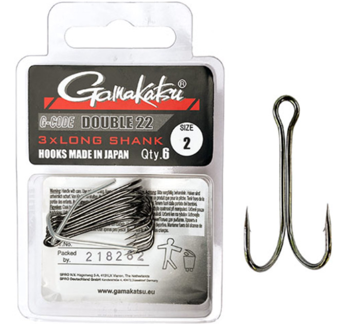 Крючок Gamakatsu Double 22 Long Shank Black №4