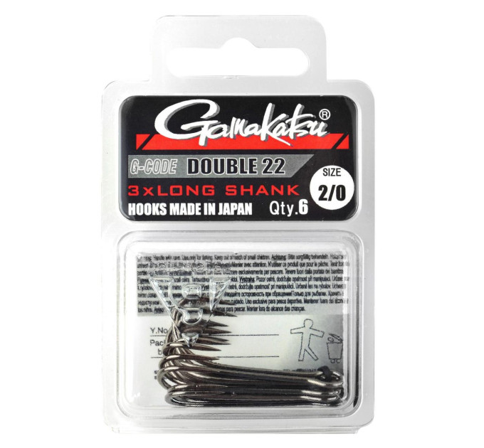 Крючок Gamakatsu Double 22 Long Shank Black №4