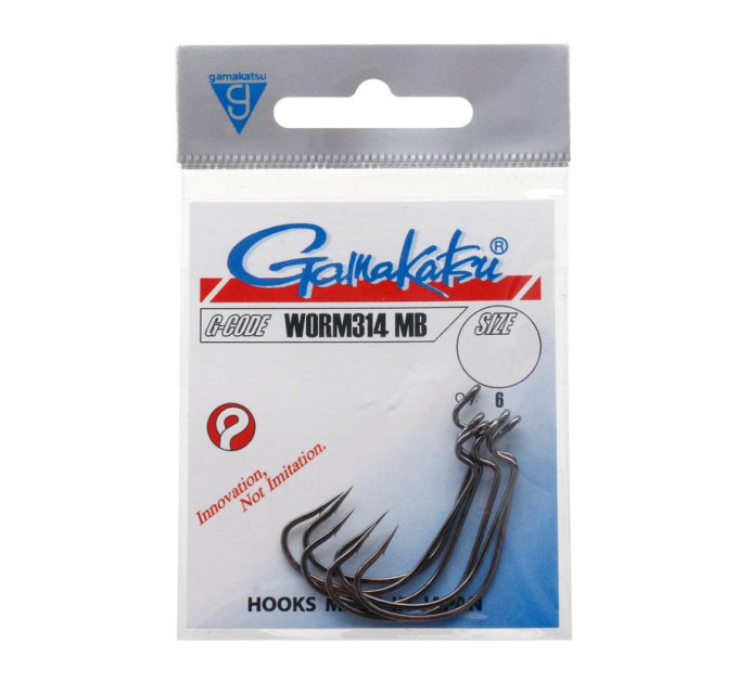 Крючок Gamakatsu Worm 314 MB Black №1/0