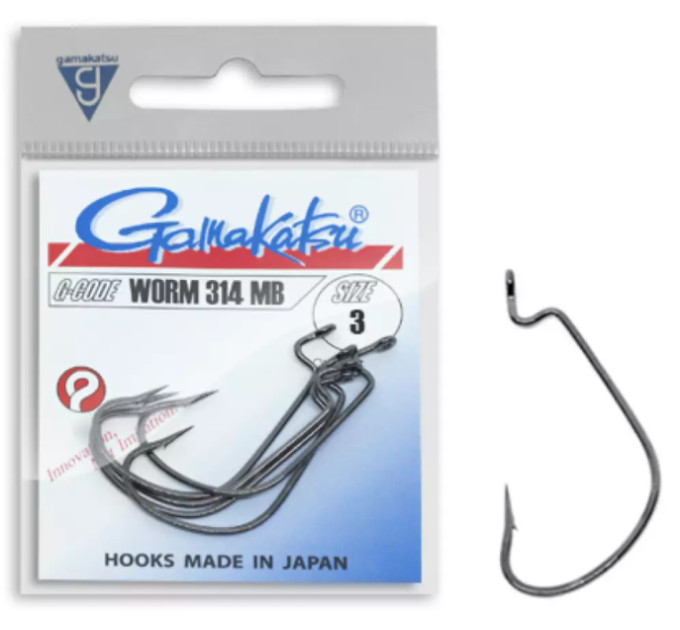 Крючок Gamakatsu Worm 314 MB Black №1/0