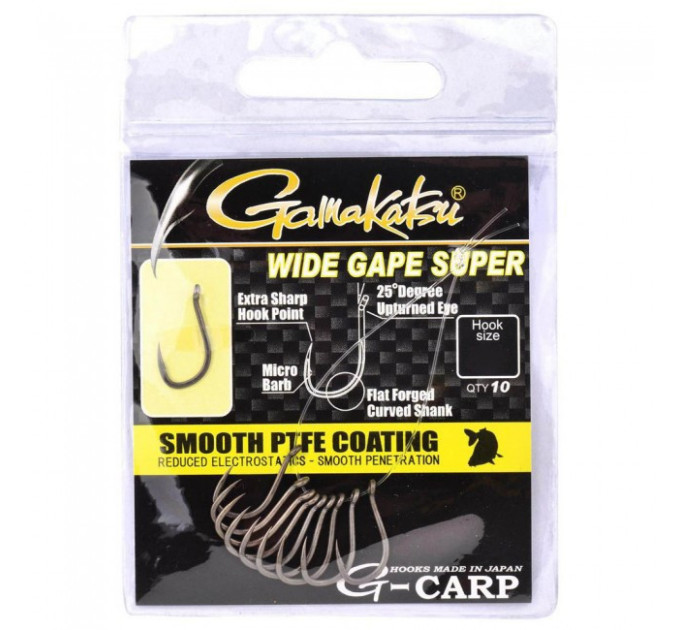 Крючок Gamakatsu G-CARP WIDE GAPE SUPER Grey №4