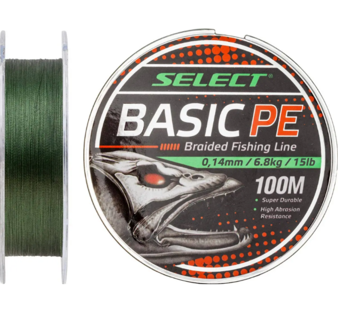 Шнур Select Basic PE Green 100m 0.12mm 12lb/5.6kg