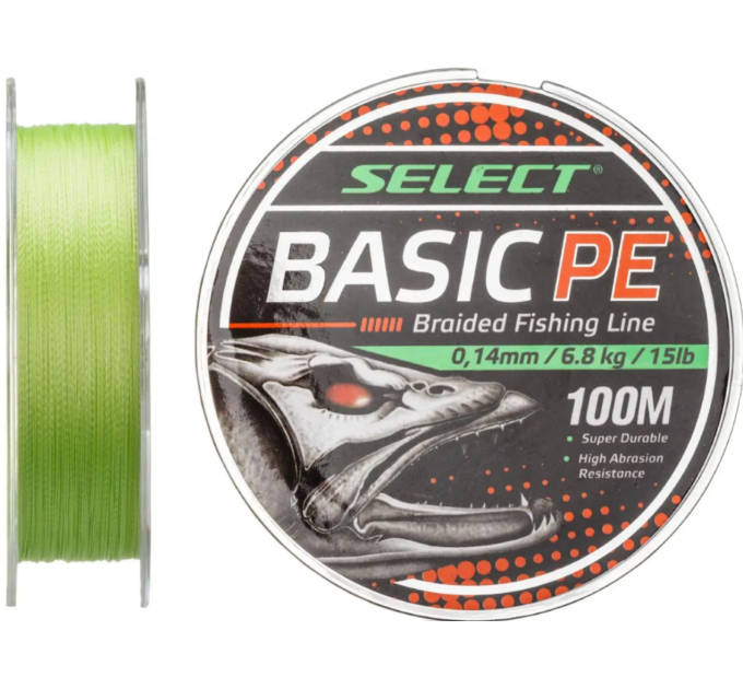 Шнур Select Basic PE Light Green 100m 0.18mm 22lb/9.9kg