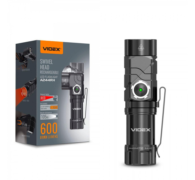 Светодиодный портативный фонарик VIDEX VLF-A244RH 600Lm 5000K