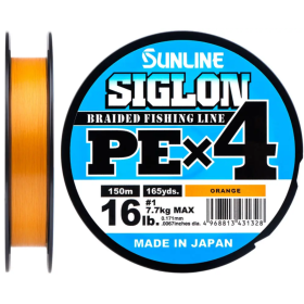 Шнур SUNLINE Siglon PE x4 150m оранжевый #2.0/0.242mm 35lb/15.5kg