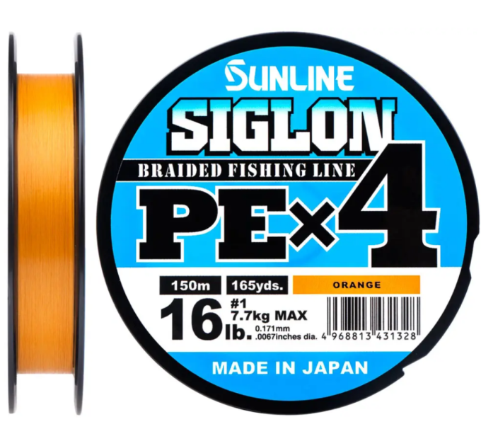 Шнур SUNLINE Siglon PE x4 150m оранжевый #2.0/0.242mm 35lb/15.5kg