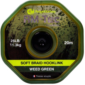 Поводковый материал RidgeMonkey RM-Tec Soft Braid Hooklink Weed Green 25lb 20m