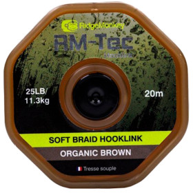 Поводковый материал RidgeMonkey RM-Tec Soft Braid Hooklink Organic Brown 25lb 20m