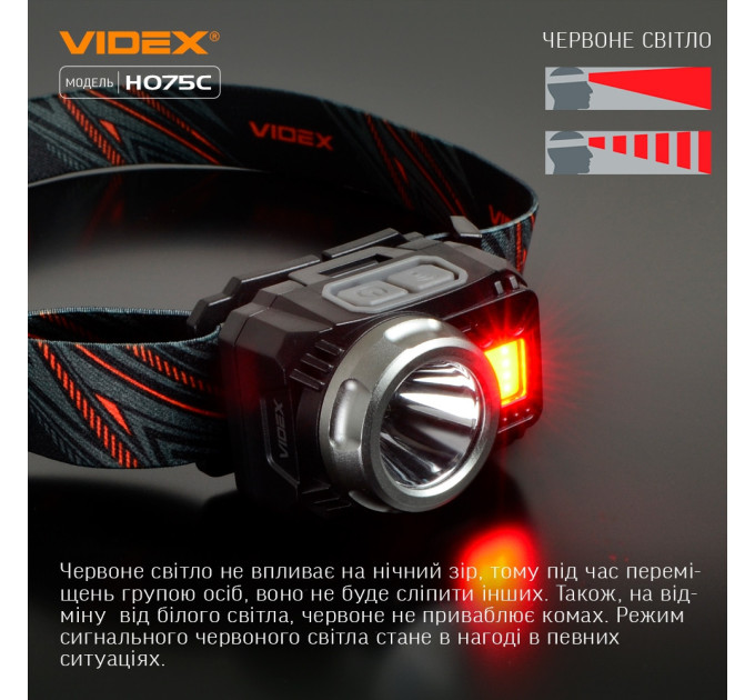 Налобный светодиодный фонарик VIDEX VLF-H075С 500Lm 5000K