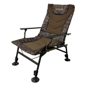 Кресло Eclipse 1001-S складное карповое с подлокотниками, с регулировкой наклона, камуфляж + флис