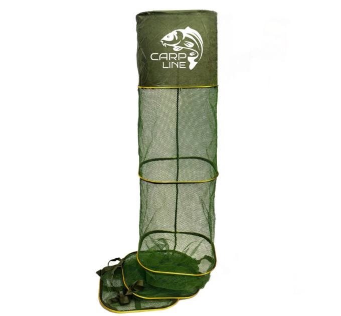 Садок Carp Line Green 3.0м желтые алюминиевые кольца, зеленая прорезиненная сетка, резьба с регулировкой под колышек