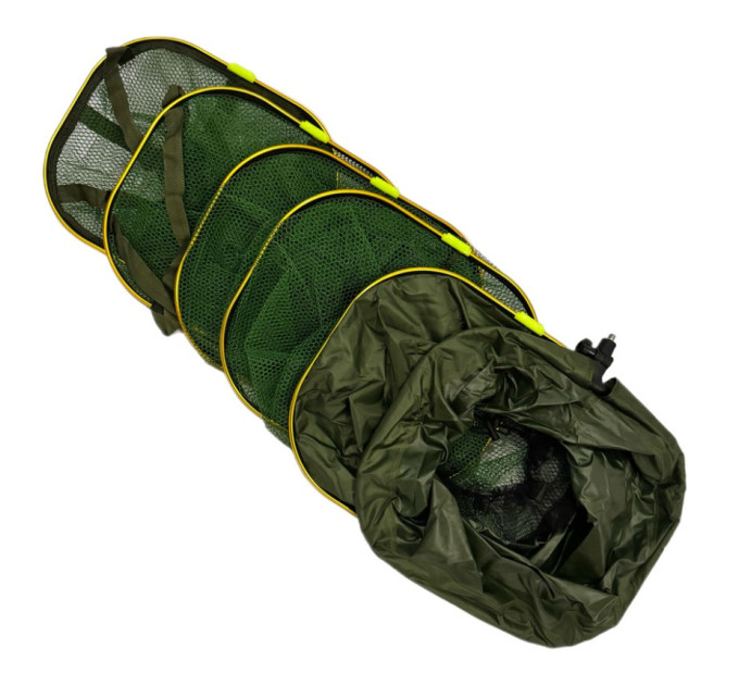 Садок Carp Line Green 3.5м желтые алюминиевые кольца, зеленая прорезиненная сетка, резьба с регулировкой под колышек
