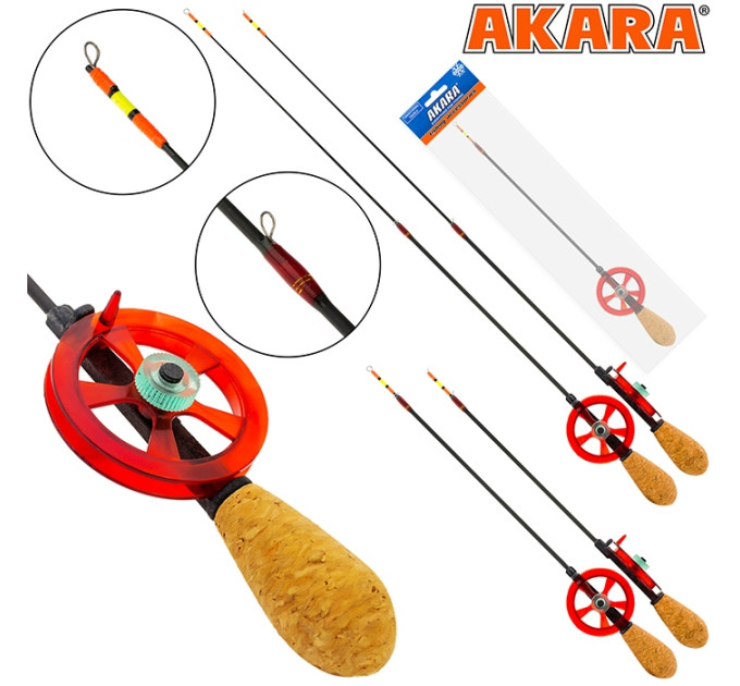 Вудилище зимове Akara Leader M 455 з котушкою Red H Carbon