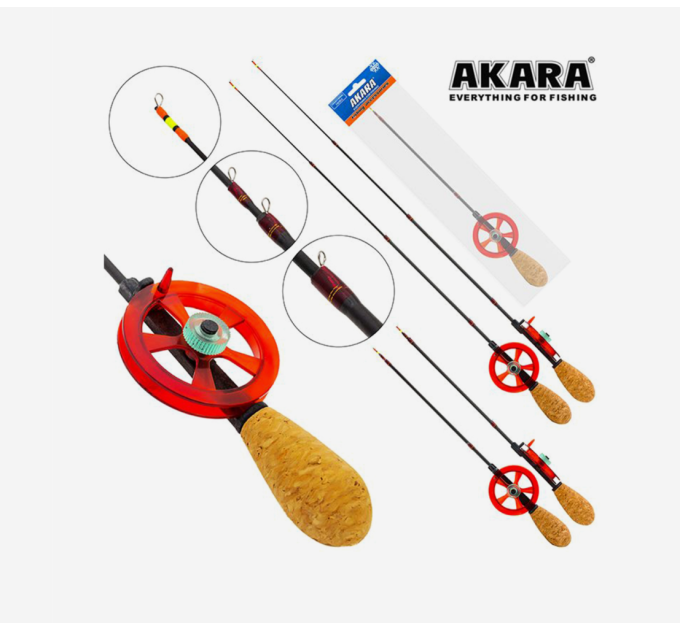 Удочка зимняя Akara Leader M 580 с катушкой Red H Carbon medium teleskop, 3-сек.