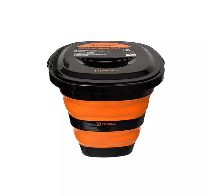Відро силіконове з кришкою FORREST Collapsible Bucket with cover 19L ORANGE