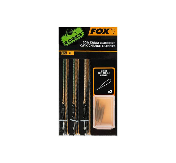 Ледкор FOX Edges Dark Camo Leadcore Leadclips Rigs Kit * 3