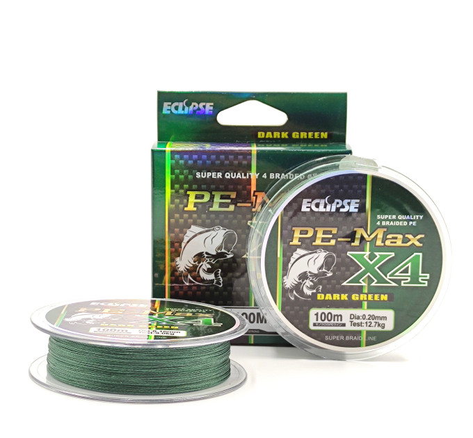 Шнур ECLIPSE X4 PE-MAX Dark Green 100m 0.10mm 5,4kg