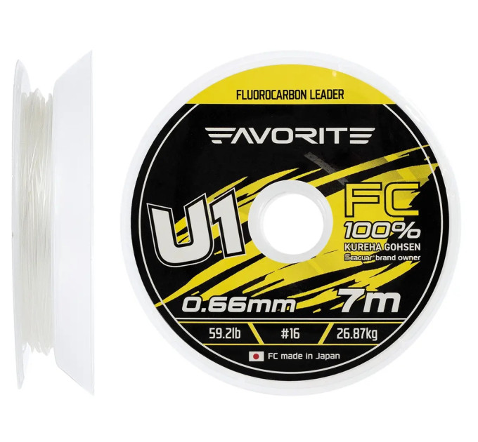 Флюорокарбон Favorite U1 FC 7m #16/0.66mm 59.2lb/26.87kg
