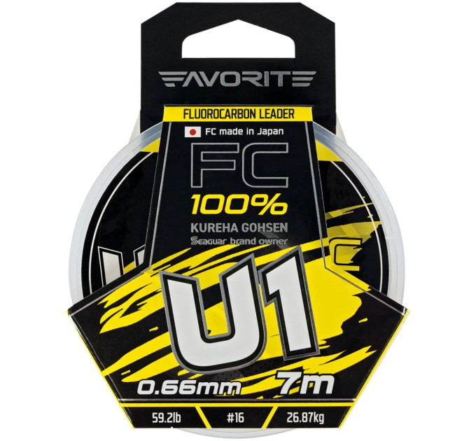 Флюорокарбон Favorite U1 FC 7m #16/0.66mm 59.2lb/26.87kg