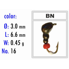 Мормишка Bravo Fishing 4830-BN-B Муpаха з вушком фарбована 3,0 мм 0,45 гр. BN-B кошаче око