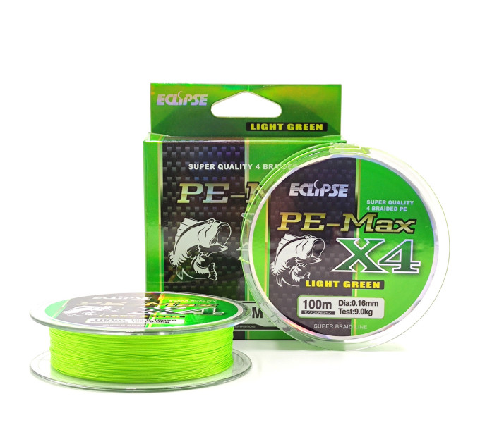 Шнур ECLIPSE X4 PE-MAX Light Green 100m 0.16mm 9kg
