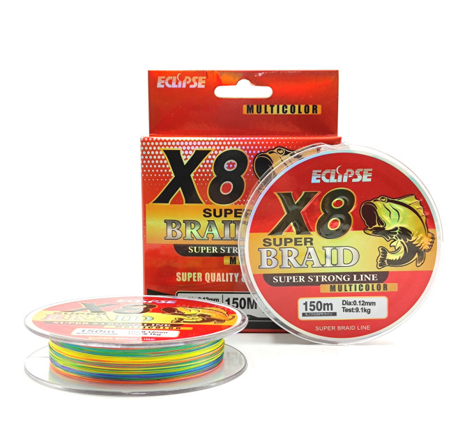 Шнур ECLIPSE X8 Super Braid Multicolor 150m 0.12mm 9,1kg
