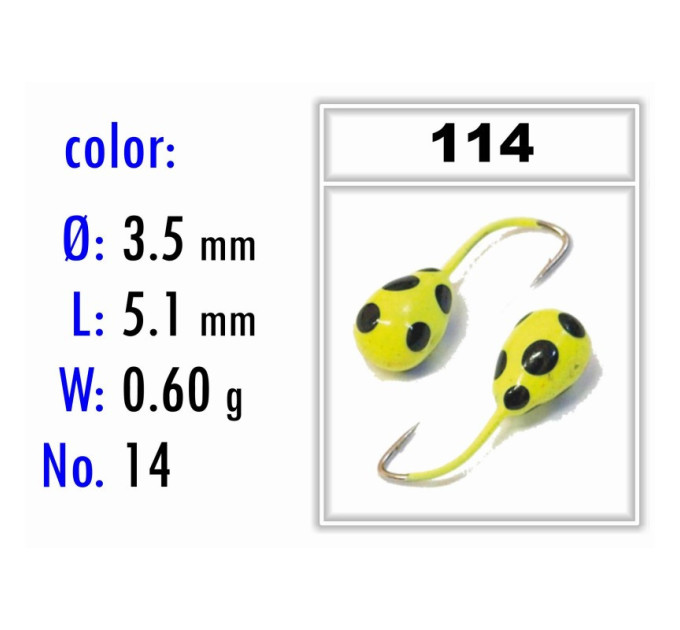 Мормышка Bravo Fishing 1235-114 Капля с отверстием крашеная 3,5 мм 0,60 гр. 114