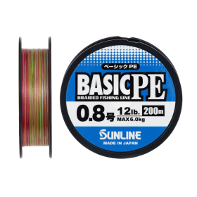 Шнур Sunline Basic PE 200m (Multi Color) #0.8/0.153mm 12lb/6kg