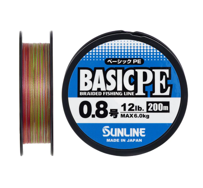 Шнур Sunline Basic PE 200m (Multi Color) #0.8/0.153mm 12lb/6kg