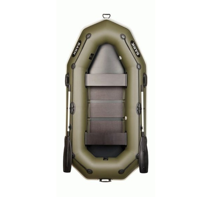 Лодка BARK В-260Р Двухместная гребная, привальный брус, 4 ручки, стационарные сиденья, рейковый настил