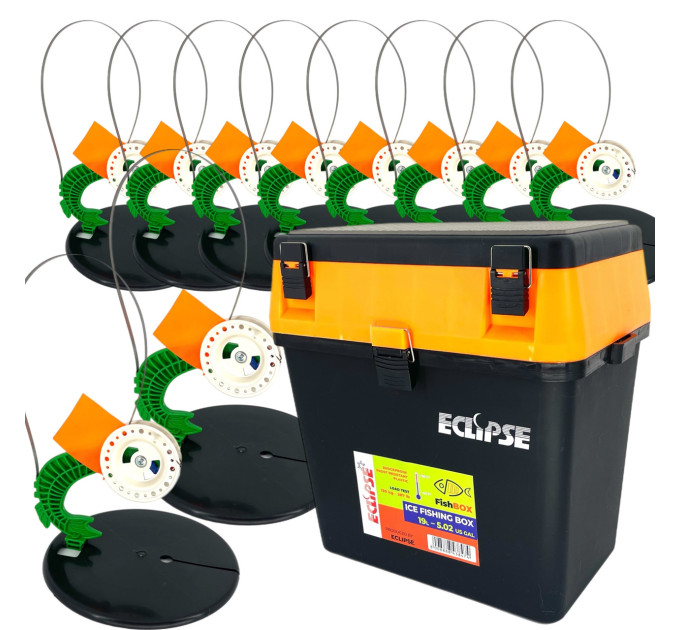 Жерлиця зимова Щука набір 10 шт + Ящик зимовий Eclipse Orange